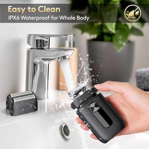 Foil Shavers for Men - Smooth & Painless Electric Razor for Men with Back Beard Trimmer for Long Thick - Wet Dry Shaving/Travel Lock/LED Display/IPX6 Waterproof Dry Razor USB C Rechargeable