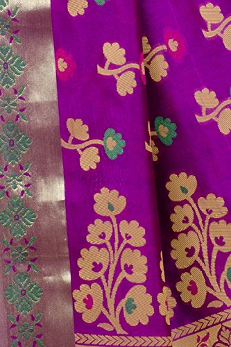 Chandrakala Pink Banarasi Cotton Silk Saree - Image 4