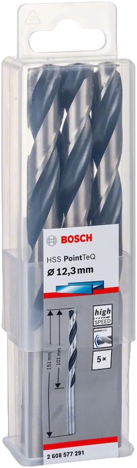 Bosch Professional 5-piece PointTeQ HSS Twist Drill Bit Metal 12.3 x 101 x 151