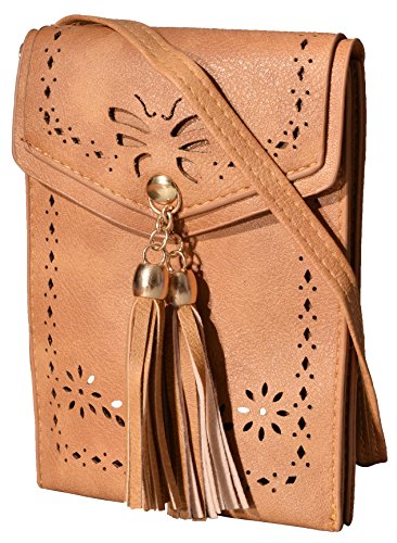 Outrip Women's Small Crossbody Bag Tassel Cell Phone Purse Wallet Shoulder Bag (Brown)