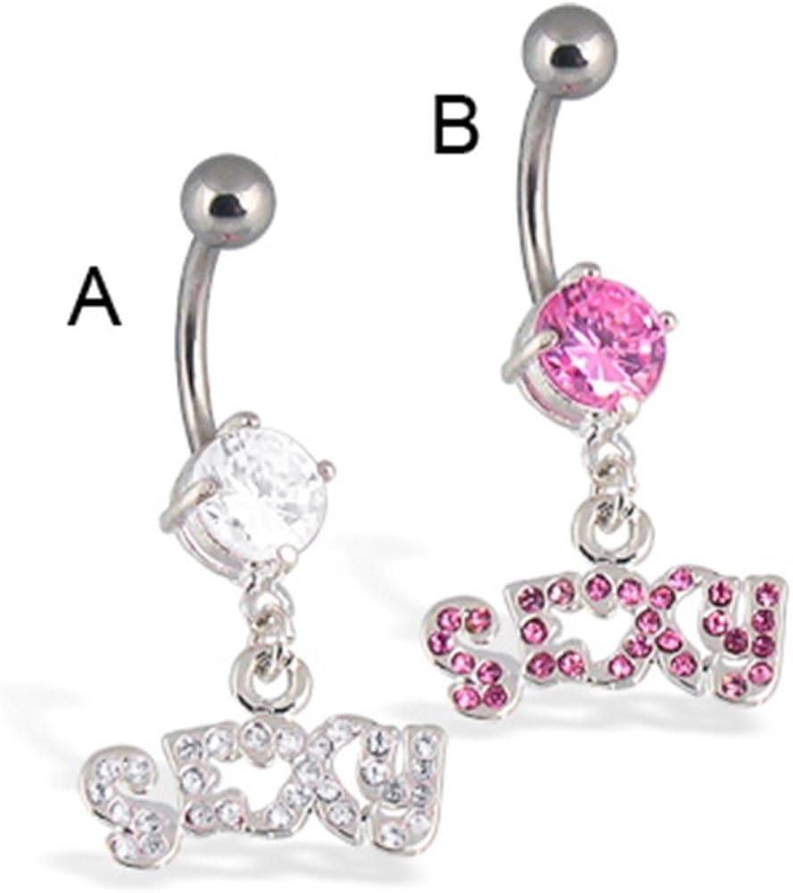 Sexy Belly Button Ring, Pink B Jewelry