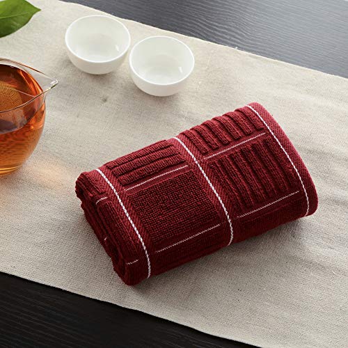 Anyi Kitchen Dish Towels Heavy Duty Absorbent Dish Cloths with Hanging Loop 100% Cotton Tea Bar Towels (16x26, Set of 3, Red)