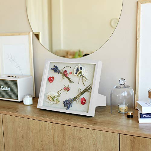 White Shadow Box Display Case 11x14 Deep Wood & Glass Shadowbox