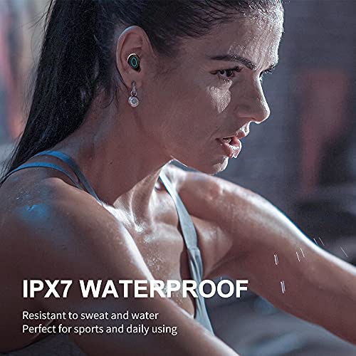 Écouteur Bluetooth, Écouteurs sans Fil Bluetooth 5.1 CVC 8.0 Antibruit IPX7 Étanche 35H Stéréo Casque, Oreillette Bluetooth Sport avec Double Micro Intégré Contrôle Tactile pour la Courir, Travail