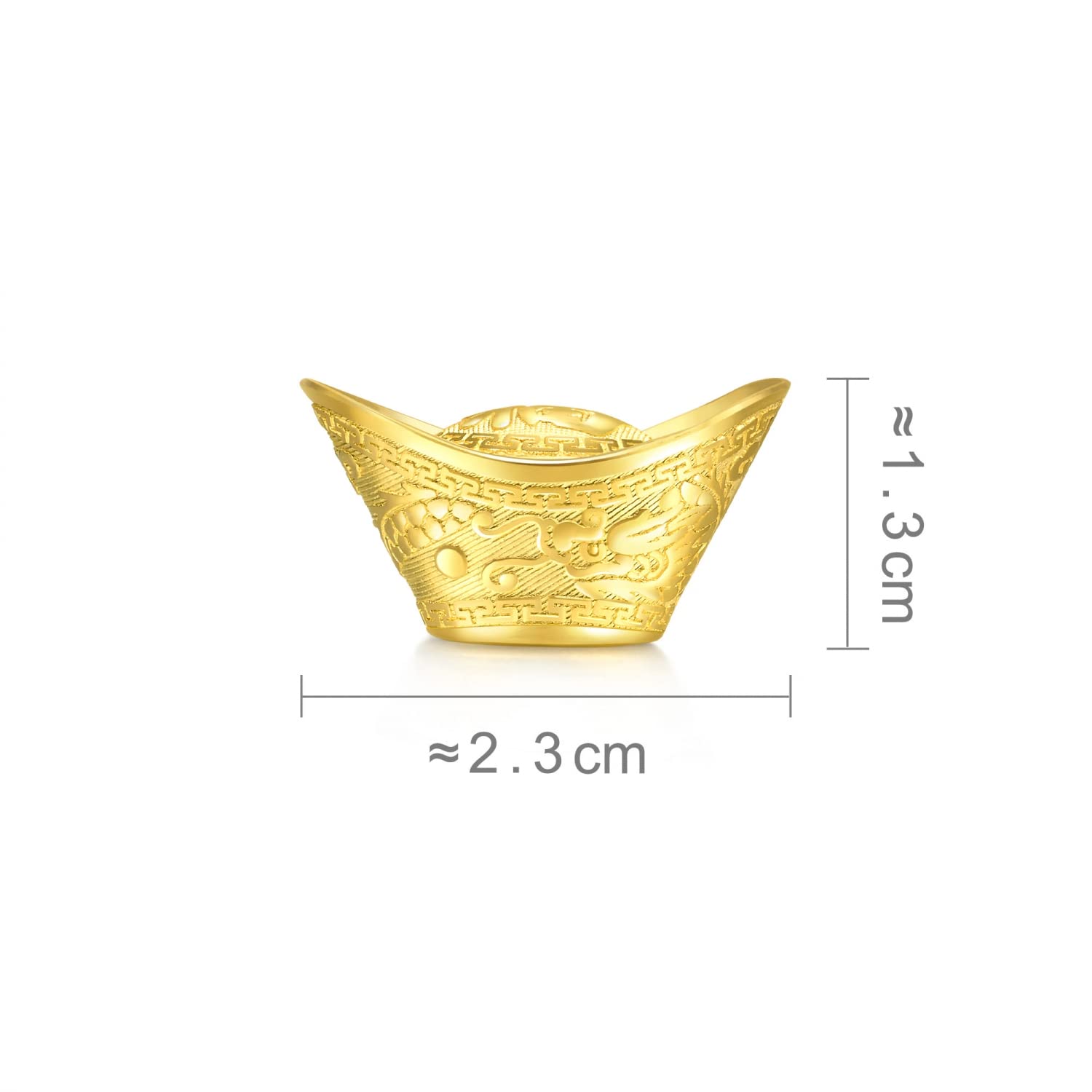 CHOW SANG SANG 999.9 24K Solid Gold Price-by-Weight Gold Yuanbao Gold Ingot Gold Ornament for Women and Men 93958O (Felicity (福), Approx. 0.2tael (~7.48g))
