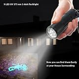 Abco Tech Black Light Flashlight Urine Detector - Professional Quality Ultra Bright Stain Finder-12 UV LEDs in Aluminium Casing for Detecting Dry Pet Dog-Cat-Rodent Urine Stains on Carpet, Rugs, Curtains & Furniture Fabrics That are Otherwise Invisib