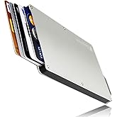 zepirion Pop Up Wallet, Slim Minimalist Credit Card Holder For Men RFID Blocking Mini Metal Case (Silver)