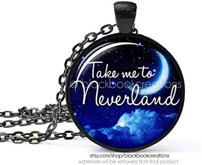 Take Me To Neverland Peter Pan Quotation Necklace - Handmade