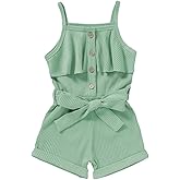 Tepuce Toddler Girl Clothes Baby Strap Sleeveless One Piece Halter Romper Casual Summer Jumpsuit