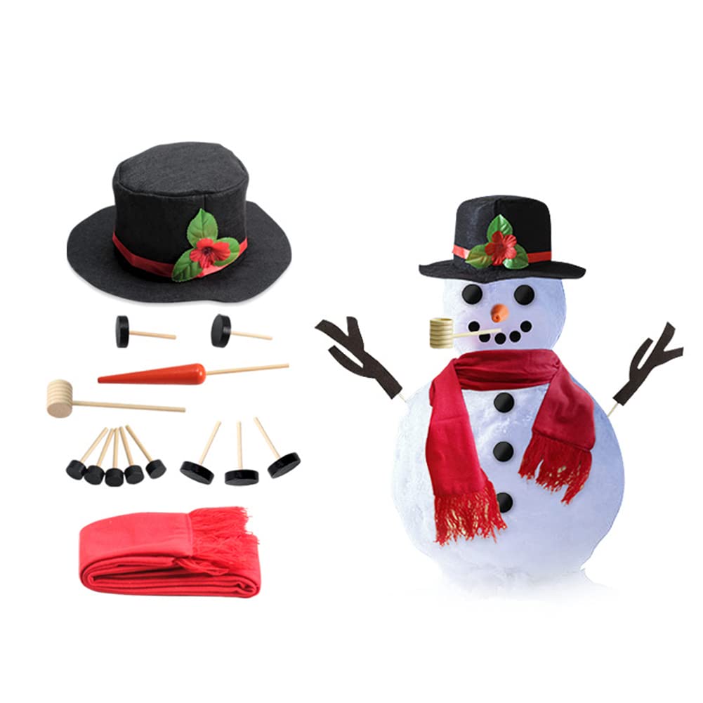 Snowman Decorating Dressing Kit Winter Holiday Outdoor Toys Decoration Hat Scarf Pipe Eyes Mouth Button Nose Accessories Included Unisex