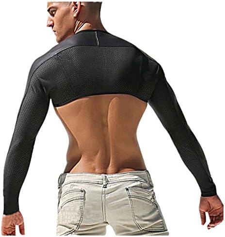 Enticing Men's Body Harness Patent Leather Sexy Lingerie Bodysuit Latex Cuff Costume Wild Pole Dance Dancer (M)