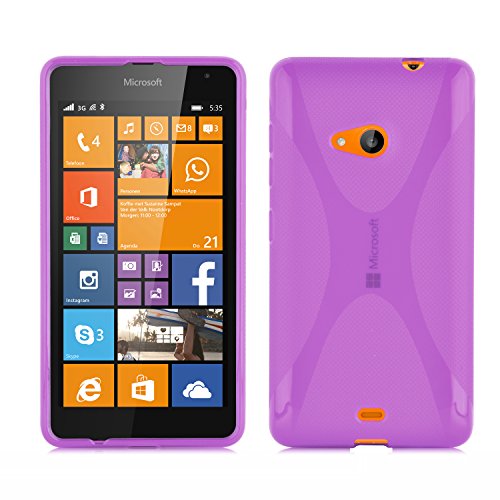 Cadorabo Case works with Nokia Lumia 535 Ultra Slim TPU Silicone Cover in PASTEL PURPLE (Design X) â€“ Shockproof Scratch Resistant Gel Case Protective Shell Bumper Skin Back Cover
