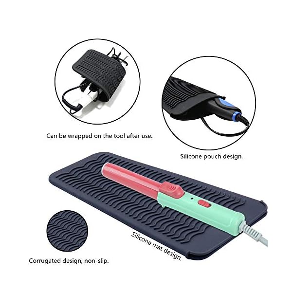 2 Pack Heat Resistant Silicone Mat Pouch, Portable styling heat mat, Curling Iron pad Cover, Hair Straightener Travel…