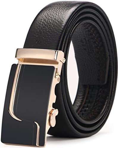 Men's Belt Real Leather Automatic Buckle Ratchet Belt With Buckle (T758, 49.21inch)