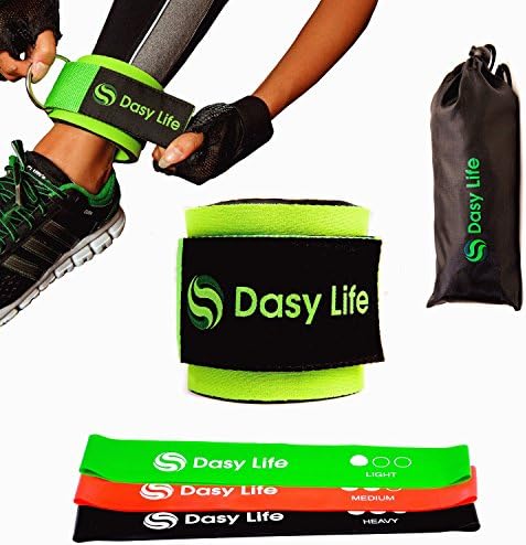 Ankle Strap for Cable Machines and 3 Work Bands – Stronger Fitness Leg Cuff Suitable for Weightlifting Machine and Resistance Trainers – Gym and Home Workout for Glutes and Hamstrings