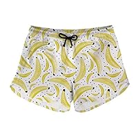 Salabomia Womens Quick Dry Sports Outdoor Beach Polka Dots Banana Print Party Shorts Swim Trunks L
