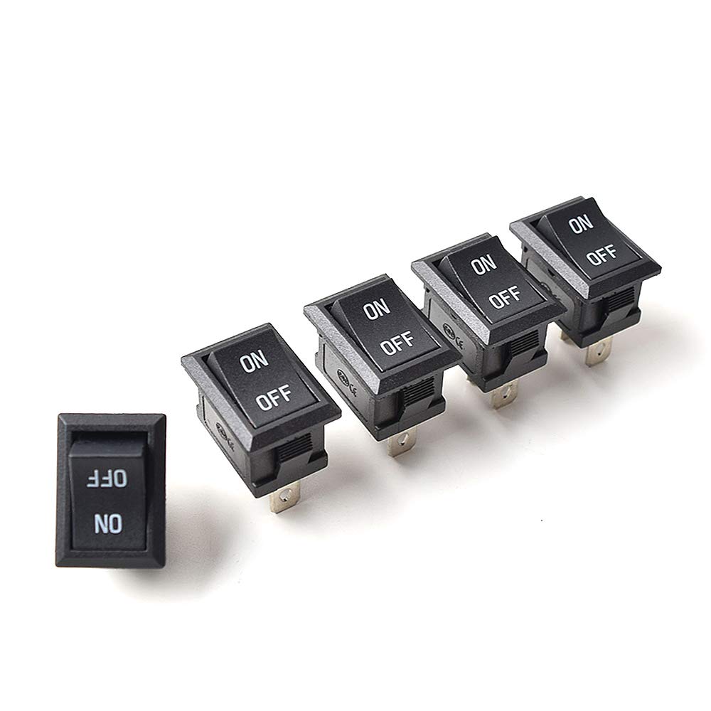EKYLIN SW-R-5 DC AC Rocker Switch 2 pins, Mini ON/OFF Toggle Switch Suitable for AC 125V-250V DC 12V 24V 36V 48V 60V for Car Motorcycle Boats Disconnect Switch Water Dispenser Coffee Pot TV Pack of 5