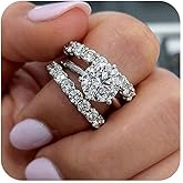 Gixaxak Classic Ring Set 3 PCS 925 Sterling Silver Stackable Engagement Rings Set Cubic Zirconia Eternity Bands Wedding Promise Rings Round CZ Wedding Engagement Promise Eternity Rings 8