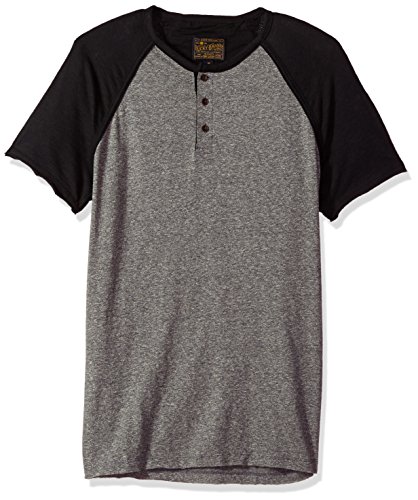 Lucky Brand Men's Baseball Henley Shirt, Black Sleeve/Grey Body, Small