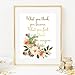 Eleville 8X10 What You Think You Become Real Gold Foil and Floral Watercolor Art Print (Unframed) Buddha Quote Wall Art Home Decor Motivational Inspirational Poster WG117