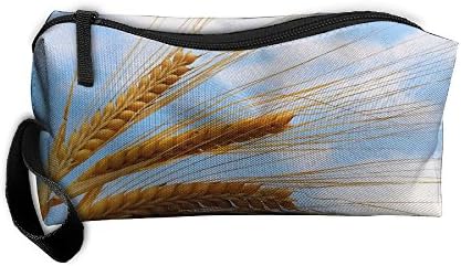 Makeup Pouch Women Cosmetics Case With Zipper Golden Rice Grain Travel