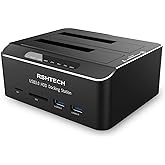Hard Drive Docking Station RSHTECH USB 3.0 Aluminum Dual Bay Hard Drive Dock for 2.5" & 3.5" SATA HDD SSD with SD/Micro SD Card Reader and Offline Clone/Duplicator Function Support 16TB Tool-Free