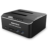 Hard Drive Docking Station RSHTECH USB 3.0 Aluminum Dual Bay Hard Drive Dock for 2.5" & 3.5" SATA HDD SSD with SD/Micro SD Card Reader and Offline Clone/Duplicator Function Support 16TB Tool-Free