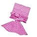 Mermaid Tail Blanket, DDMY Knit Crochet Mermaid Blanket for Kids , All Seasons Sleeping Bag Blanket, 53''x25.5'', A- Pink