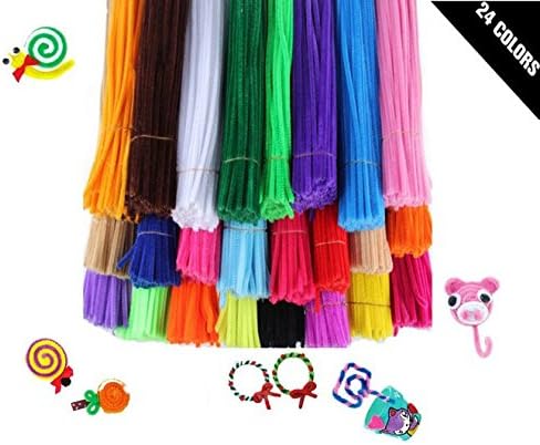 IFfree 240Pcs/24 Colors Creative Pipe Cleaners Chenille Stem 6 mm x 12 Inch,Pipe Cleaners for Arts and Crafts