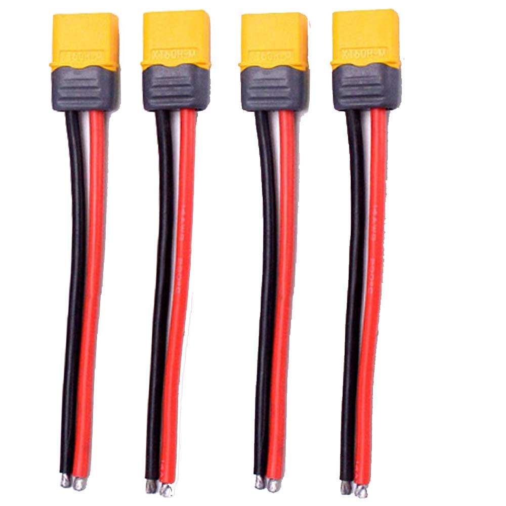 Onpro Yiqigou 4 Pcs Amass XT60 XT60H Cable Pigtail XT60H Male Female Connector Plug Cable Wire and 5.9inch 12AWG Silicon Wire for RC Lipo Battery (XT60 male plug wire)