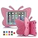 iPad mini 4 case, Leebay Non-toxic Light EVA iPad mini case, Kids-use 3D Cartoon Butterfly ipad mini 4 case, Shockproof Cover with Stand for kids (Pink)