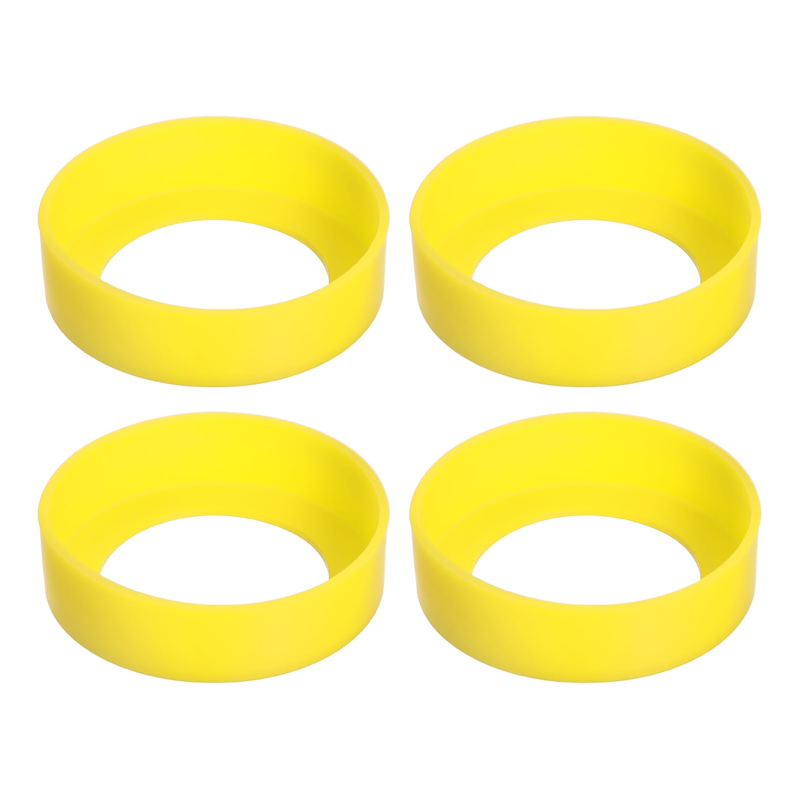 Photo 1 of uxcell 4pcs Water Bottle Boot, Protective Silicone Boot Sleeve Non Slip Bottom Cover Bumper for Water Bottles Mug Tumbler Yellow(70mm)