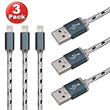 ESK (TM) 6 Feet / 2 Meters 8 Pin Lightning to USB cable (3 Pack)