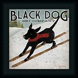 Black Dog Ski Co. by Ryan Fowler Whimsical Labrador Sign Wall Art Print Framed Décor