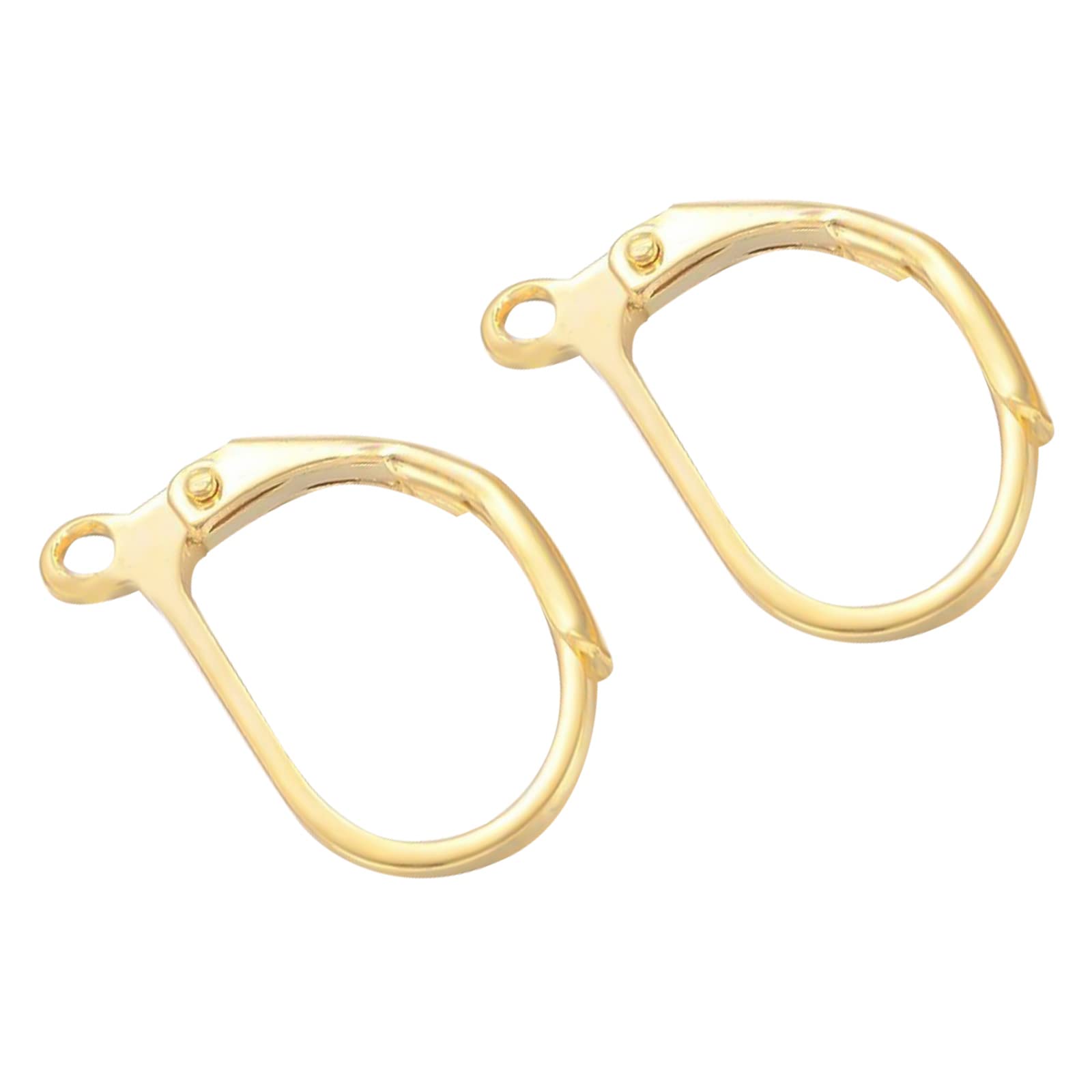 BENECREAT 2 PCS 14K Yellow Gold Filled Interchangeable Leverback Earwires Lever Back Clip Earring Connector for DIY Jewelry Making - 16x10x1.5mm
