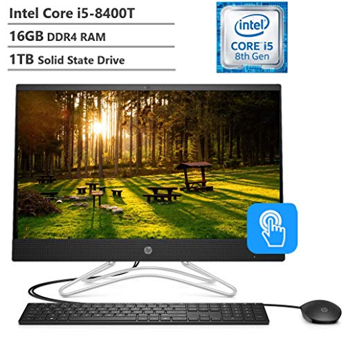 HP Touchscreen 23.8″ FHD All-in-One AIO Desktop, Intel Core i5-8400 Processor, 16GB DDR4 RAM, 1TB Solid State Drive, Wireless-AC, Optical Drive, 2 Year of HP Warranty Care Pack, Windows 10