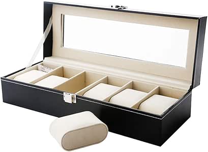 Caja de Relojes Estuche para Relojes y joyeros con 6 Compartimentos: Amazon.es: Relojes
