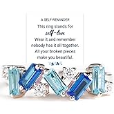 LIU JUN For Memorial - Tiny Heart With Wings Ring, Missing You Always I'll Hold You In My Heart Rings Lost Loved One Loss Miscarriage Memorial Jewelry Gift