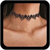 Allereyae Vintage Hollow Lace Choker Black Lace Flower Necklace Gothic Necklace 90s Victorian Tattoo Necklace Jewelry for Women (Style 2)