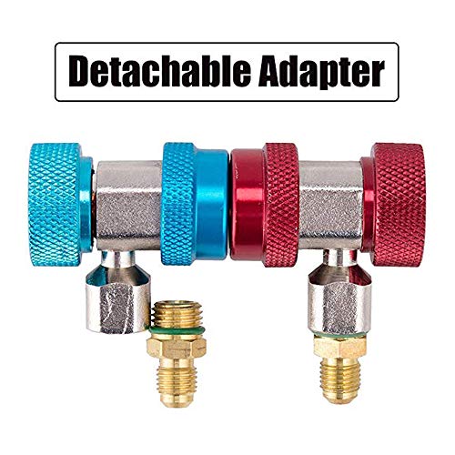 OZMI Adjustable AC R134A Quick Coupler Connector Adapter Fitting High Low 1/4inch SAE HVAC Freon Manifold Gauge Hose Connector Kit
