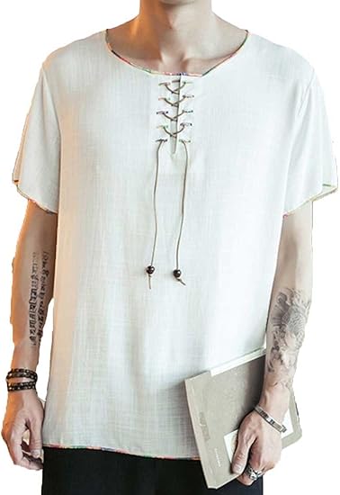Amazon Co Jp Heaven Days ヘブンデイズ カットソー Tシャツ エスニック レースアップ 半袖 メンズ 1607b0776 服 ファッション小物