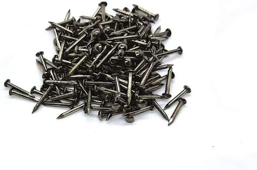LinwoodMiniature Round Head Nails Multi-Purpose for DIY Projects Decorative Pictures Jewelry Boxes Household Accessories 200pcs (0.04x0.4inch, Black)