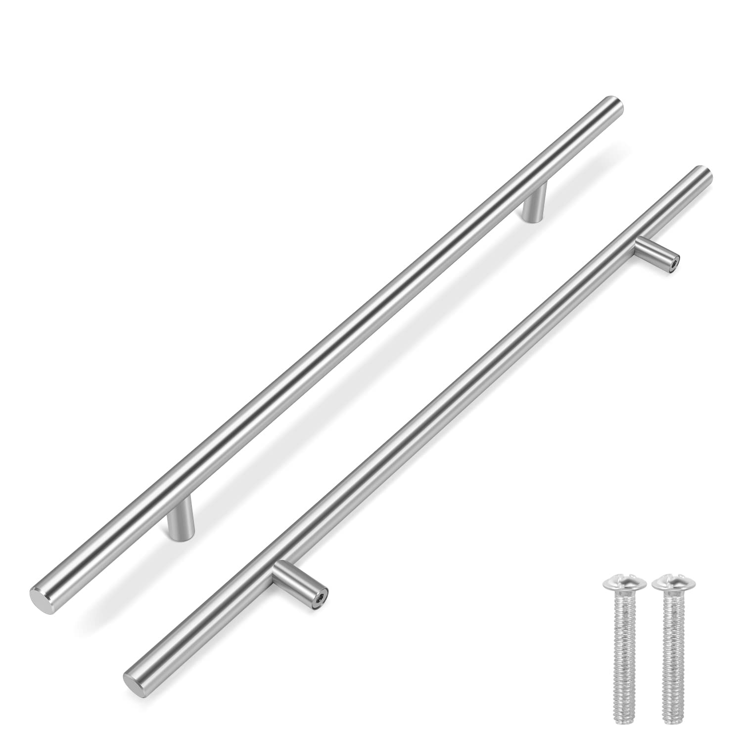 Flexzion 25 Pack Kitchen Cabinet Handles Silver Drawer Pulls 20 inch, 12.5 inch Hole Center, Stainless Steel T Bar with Satin Brushed Nickel, Hardware for Kitchen Cupboard Door Bathroom Furniture