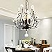SEOL-Light 3-Light Vintage Crystal Branch Black Chandeliers Farmhouse Hanging Pendant Fixture for Closet,Entryway,Living Room,Dining Room,E12,120W,Hardwired;