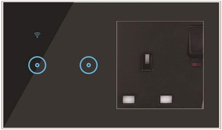 BCDL 16A WiFi Smart Switch UK Multifet Sockel Panel Smart Home Easy Switch Socket Panel Kompatibel mit Alexa Google Home 1120 Color White Size 2Gang
