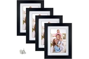 Giftgarden 4x6 Picture Frame Set of 4, Matted to Display 4 x 6 Pictures with Mat or 5x7 Photos without Mat for Wall Floating 