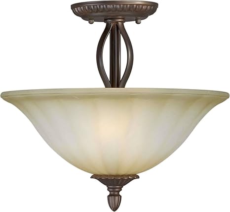 Forte Lighting 2333 02 32 2 Light Traditional Semi Flush Antique