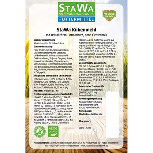 STAWA Kükenmehl Kükenaufzucht Alleinmehl, natürlicher Cocci-Schutz durch Majoran und Oregano-Ãl, ohne Gentechnik, mit Leinschrot + Schwarzkümmel, Premium Kükenfutter für sichere Aufzucht, 25 kg – Bild 6