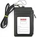 PU Leather Badge Wallet: Credential Holder Case with ID Window, 4 Credit Card Slots & Zipper Pocket - Black