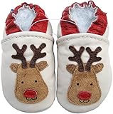 Carozoo Baby Boys' Red nose reindeer Soft Sole Leather Shoes